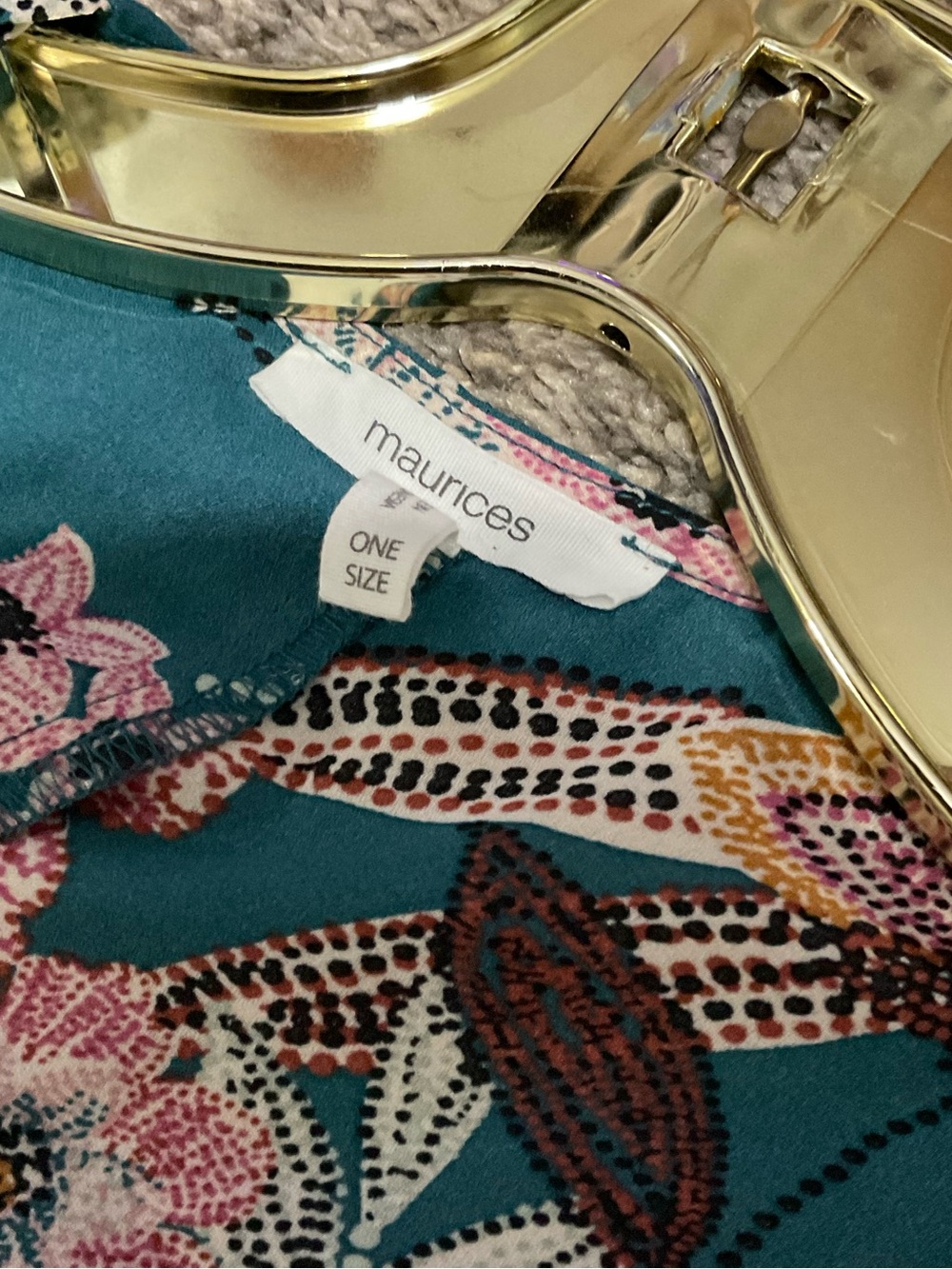 Maurices Teal Floral Kimono Open Front Shrug/Cover Up - One Size - Picture 5 of 8